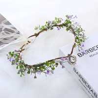Diadema de Flores del Bosque Hecha a Mano para Boda, Tocado de Hada con Cristal, Accesorio de Disfraz de Elfo Renacentista para Mujer