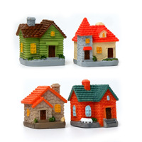 Ensemble de 4 pièces de maisons de village en résine artisanale Style européen Mini maisons créatives et décoratives Micro paysages
