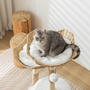 מפעל dropshipping מעצב מודרני גבוה גבוה מוצק עץ sisal חתול פוסט עץ הבית פנים טיפוס מסגרת חתול שריטות מגדל עץ - Product Image 4