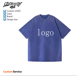 Meckmanly Men's Oversized Cotton T-Shirt Short Sleeve O-Neck Casual Jersey Knitted Plain Dyed Fit Regular Breathable Front <b>Logo</b> - Product Image 1