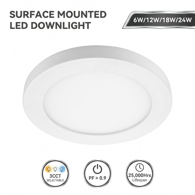 Ultra-Thin Downlight 6w 12w 18w 24w Flat Panel Downlight Round Square Surface Mounted Small LED Panel Light
