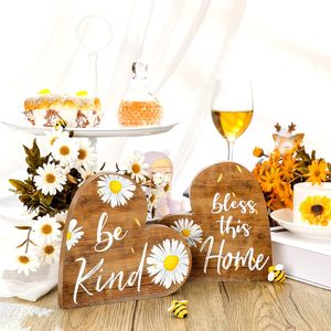 Jetec 2pcs décor de coeur en bois rustique petits centres de table de ferme pour salon et salle à manger décorations de table de mariage - Product Image 2