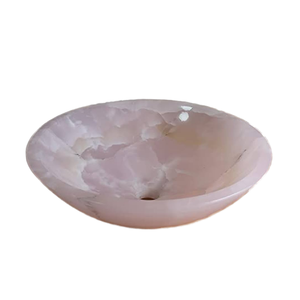 Lavabo Moderno de Ónix Rosa Pulido, Elegante y Lujoso, para Baño de Hotel - Product Image 1