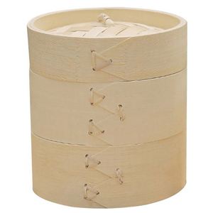 Vaporera de Tortillas de Bambú Ecológica, Mini Vaporera de Bambú de 12 Pulgadas, Anillos de Bambú para Pollo, Vaporera de 3 Compartimentos para Masa de Pan - Product Image 1