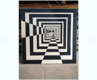 Panneau en placage de bois artistique, feuille de placage décorative à illusion optique géométrique noir et blanc pour mur et table