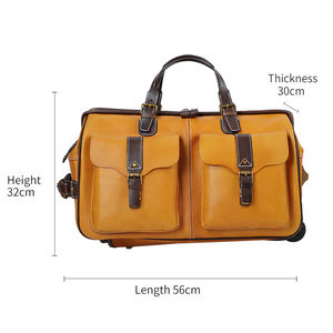 DUJIANG-carrito de equipaje de piel auténtica para hombre, conjunto de equipaje con ruedas de 24 pulgadas - Product Image 2