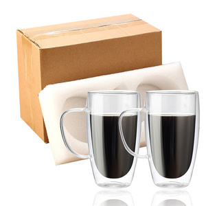 지속 가능한 친환경 제품 <span class=keywords><strong>2pcs</strong></span> 내열성 이중 벽 유리 커피 컵 머그 손잡이 - Product Image 2