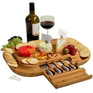 Planche à découper en bambou pour fromage, charcuterie avec couteau Sete Assiette <span class=keywords><strong>de</strong></span> service, beau cadeau pour maman, plateau en bois Plateau à fromage - Product Image 1
