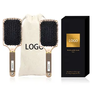 Customize Logo Hair Brush Air Cushion Massage ABS Anti Static Paddle Wig Wet Hair Straighten Detangling Hair Brush For Women