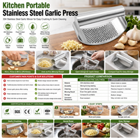 Presse-ail en acier inoxydable personnalisable avec logo, vente en gros, OEM ODM, outil de cuisine portable pour écraser l'ail