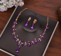 Collier de mariée en zircon boucles d'oreilles ensemble de 3 pièces ensemble Simple eau diamant ensemble de mariage accessoires de robe