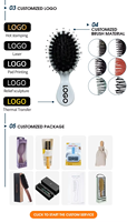 Brosse à cheveux antistatique professionnelle démêlante à picots en nylon et poils naturels pour extensions et massage du cuir chevelu