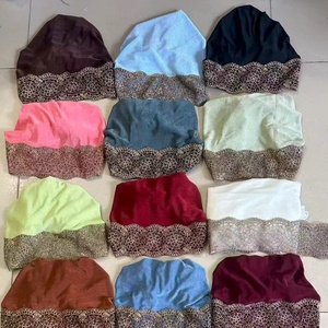 Lace Trim <strong>Hijab</strong> <strong>Undercap</strong>, Muslim Women Soft Stretch Turban Hat, Comfortable Headwear for Daily Wear - Product Image 1