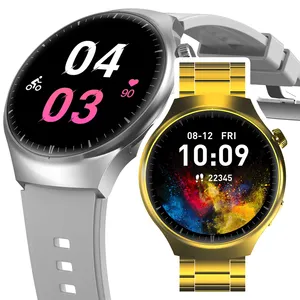 Altın akıllı saatler erkekler AMOLED HD ekran GPS Bluetooth çağrı su geçirmez saatler İzle 4 Samsung Galaxy Xiaomi Redmi için onur Oppo