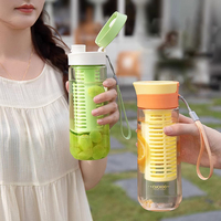 Custom Logo Outdoor Plastic Drinkwaren Waterfles Met Fruit Bloem Theefilter Voor Kokend Water