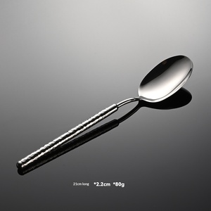 Couteau, fourchette et cuillère en acier inoxydable 304, motif marteau diamant, luxe léger, rétro, poli miroir, haut de gamme, pour steak et dessert - Product Image 6