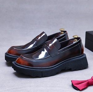 Men's Genuine Leather Floral Pattern Waterproof Lightweight <b>Flat</b> Formal Business Loafers Slip <b>Pointed</b> <b>Toe</b> British Buckle - Product Image 1