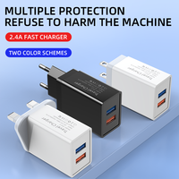 Pabrik grosir USB-A dua port 10W pengisi daya dinding cepat 2-port pengisian daya cepat steker US/EU/AU/IN/KR untukponsel cerdas