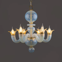 Lustre Art Déco en Verre de Murano à 6 Lumières avec LED Blanc Chaud 3500K 150cm