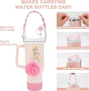 Bouilloire en acier portable rose décorative 40OZ avec accessoires en gel de silice et jouet en peluche pour fille - Product Image 5