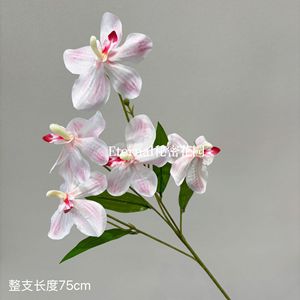Orchidée artificielle Secret Garden, 5 têtes, Vanda, fleur en soie plastique, décoration de mariage, accessoire de photographie - Product Image 5