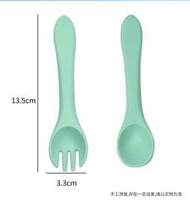 Cuchara de silicona para bebé en oferta, tenedor con logo, tazón y cuchara para alimentación de bebés y niños, cuchara de silicona con mango de silicona - Product Image 3