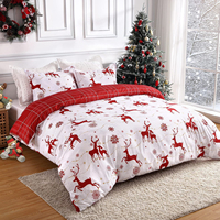 Ensemble de housse de couette réversible personnalisée OEM ODM pour Noël, en microfibre de polyester, imprimé cerf, arbre, faune, ensemble de literie de vacances