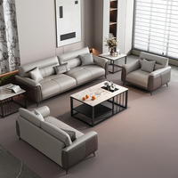Ensemble de canapés sectionnels de bureau en cuir moderne avec structure métallique - Canapé élégant et minimaliste pour salon