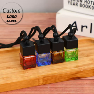 Tùy chỉnh 8ml thủy tinh tinh dầu khuếch tán Mặt dây chuyền đầy màu sắc bơm lại vuông bằng gỗ vít nắp chai nước hoa xe hơi - Product Image 2