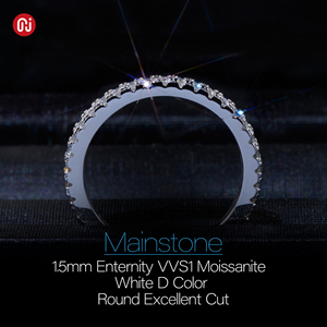 Anillo de Eternidad GIGAJEWE con Moissanita Redonda DEF VVS1 de 1.5mm, Plata de Ley 925, Anillo de Boda Apilable para <span class=keywords><strong>Mujer</strong></span> - Product Image 3