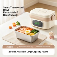 Bol thermique électronique, boîte à lunch électrique, chauffage à température constante pour bébé, acier inoxydable 304, capacité de 0,75 L