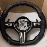Volant de voiture en fibre de carbone pour E90 M3/M6 Série 5 X6 avec palettes étendues, chauffage, vibration, installation non destructive