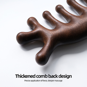 Pettine in Legno di Sandalo Naturale <span class=keywords><strong>a</strong></span> Cinque Dita per Massaggio Gua Sha, Design alla Moda per Salone, Pettine Confortevole per Meridiani - Product Image 6