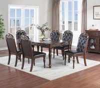 Ensemble de table à manger en bois antique européen de luxe avec 8 chaises à dossier en lattes, durable et écologique, installation facile, ensemble de 9 pièces