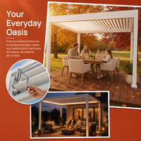 Pergola motorisée en aluminium à lames orientables avec éclairage LED, revêtement poudré, anti-rongeurs, pour jardin, balcon et extérieur