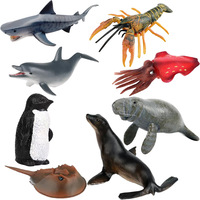 Modèles d'animaux marins en PVC massif pour assemblage, figurines décoratives transfrontalières : Manatee, Dauphin, Lion de mer, Homard, Pingouin, Calamar