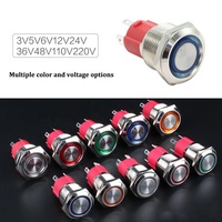 Interrupteur en métal inoxydable momentané à bouton-poussoir étanche 19MM 12V 20A