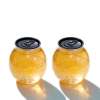 Bouteille en plastique PET transparente vide de 150 ml avec logo OEM, bouteille à anneau, jetable pour les boissons gazeuses, le beurre de cacahuète, avec ouverture facile