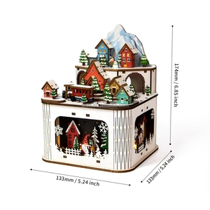 Villaggio Natalizio in Legno Tagliato al Laser Personalizzato con Arco, Scena Invernale di Città Antica per Regalo - Product Image 1