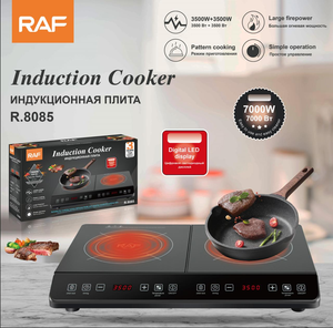 Table de cuisson à <span class=keywords><strong>induction</strong></span> RAF 7000W à double zone avec puissance de 3500W plus 3500W, affichage numérique LED <span class=keywords><strong>pour</strong></span> une cuisson efficace - Product Image 2