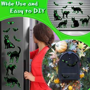 Autocollant souple en PVC fluorescent qui brille dans le noir, motif chat et chauve-souris d'Halloween, pour réfrigérateurs, portes de garage et fenêtres, produit populaire transfrontalier - Product Image 5