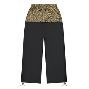 High Quality 100% Cotton Gold Leopard Print Patchwork Cutout Wide Leg Pants <b>Men's</b> Elastic Waist Drawstring Hem Streetwear - Product Image 2