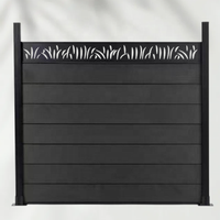 Clôture de jardin en composite bois-plastique (WPC) sculptée pour l'intimité, panneaux de clôture extérieurs avec poteaux en aluminium, vente en gros d'usine