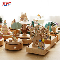 Boîte à musique en bois à huit tons, motif grande roue de dessin animé, mignonne, vente en gros, produits créatifs faits à la main, cadeau d'anniversaire pour enfants, ornements