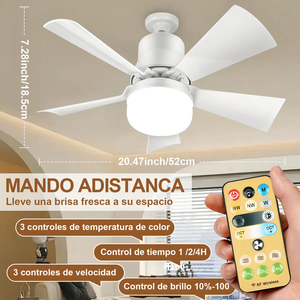 Ventilatore da soffitto moderno a LED con telecomando, 5 pale, 20,47 pollici, motore AC, luce dimmerabile per soggiorno - Product Image 1