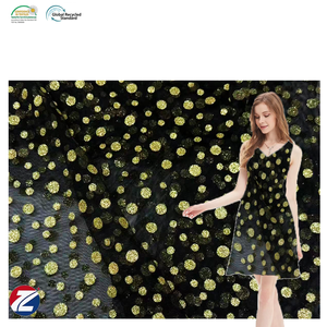 블랙 튤 골드 포일 무지 염색 직물 |   100% 실크 가벼운 소재로 만든 화려한 이브닝 드레스 파티 침구류 슬립웨어 커튼 - Product Image 2