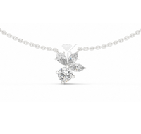 Collier en Y pour femme KRUP JEWELS avec diamant de laboratoire floral, pendentif goutte en or massif motif vigne botanique, pendentif lariat cascade naturel