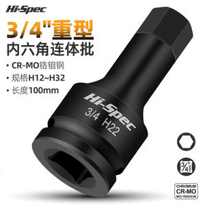 Llave de Tubo de Alta Resistencia de 3/4 Pulgadas H22 H27 Hexagonal, Grado Industrial, Acero al Cromo Molibdeno, Acabado Negro - Product Image 2