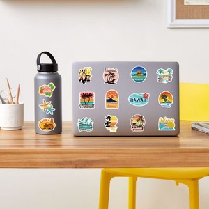 50 pièces autocollants étanches Laser plage Hawaii, autocollants pour ordinateur portable moto vélo bagages décalcomanie Graffiti patchs pour adolescents - Product Image 6