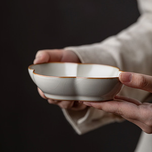 Ru Ware Begonia Fruit Plate Porcelain Irregular Shape Beige Crackle Glaze For Afternoon <b>Tea</b> Kung Fu <b>Tea</b> <b>Set</b> - Product Image 1
